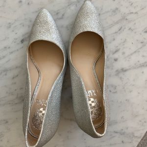 Vince Camuto silver sparkle pumps
